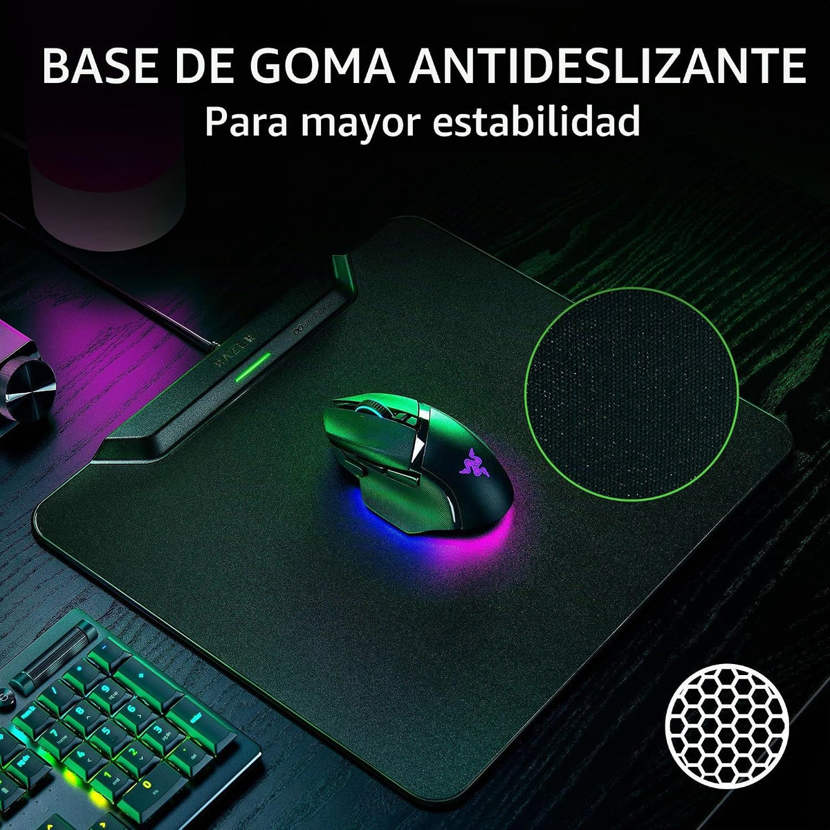 Razer HyperFlux V2 - Alfombrilla y disco de carga inalámbrica para juegos