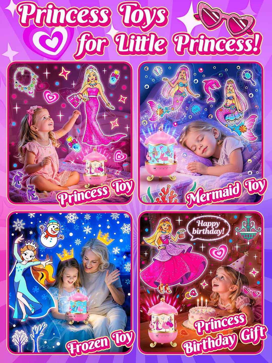 One Fire Juguetes de princesa, proyector de luz nocturna para niñas...