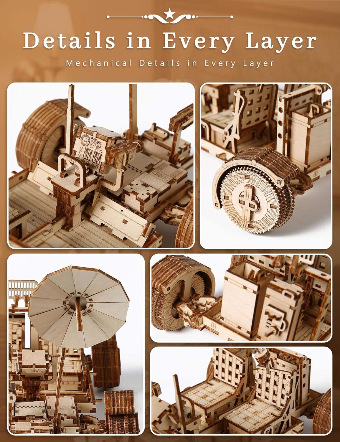 Rompecabezas de madera 3D para adultos Lunar Rover