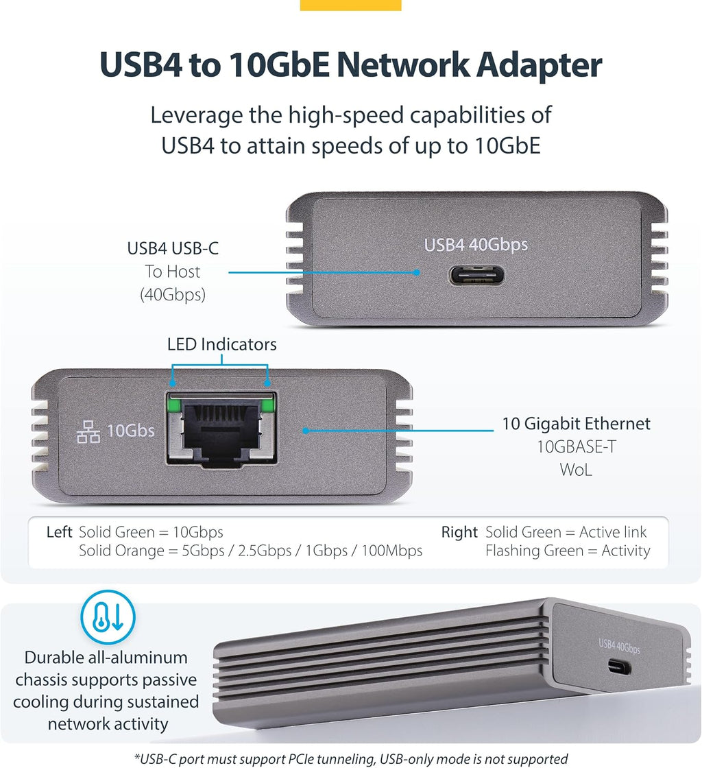 StarTech Adaptador Ethernet USB4 de 10 GbE, Thunderbolt 3/4/5
