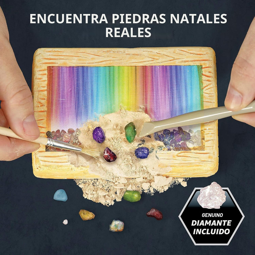National Geographic Birthstone Dig Kit con 12 Genuine Gemstones para Kids