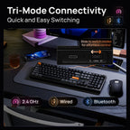 Keychron P6 Ultra Teclado Mecánico Inalámbrico de Aluminio tamaño completo, Tasa de sondeo 8K, 2.4 GHz/Bluetooth/Con cable, RGB personalizable, Hot-Swappable con Switch Silk POM Red para Mac Windows Linux - Negro