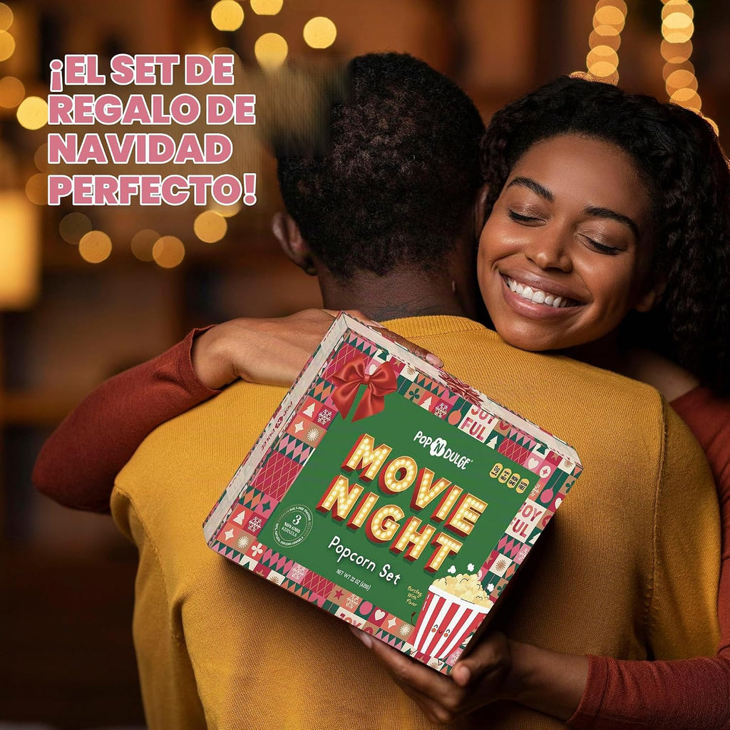 Regalos para Noche de Películas de Navidad - Cestas de Palomitas y Sets de Regalo para fiestas navideñas - 5 granos gourmet non-GMO y 5 saborizantes para palomitas - Ideas de regalo perfectas para familia, adultos, parejas, fiestas o amantes de