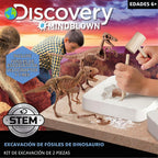 Discovery Kit de excavación de fósiles de dinosaurios - Excavar y montar esqueletos de T-Rex y Velociraptor | Rompecabezas de huesos de dinosaurio 3D | Juguete de paleontología jurásica para niños |