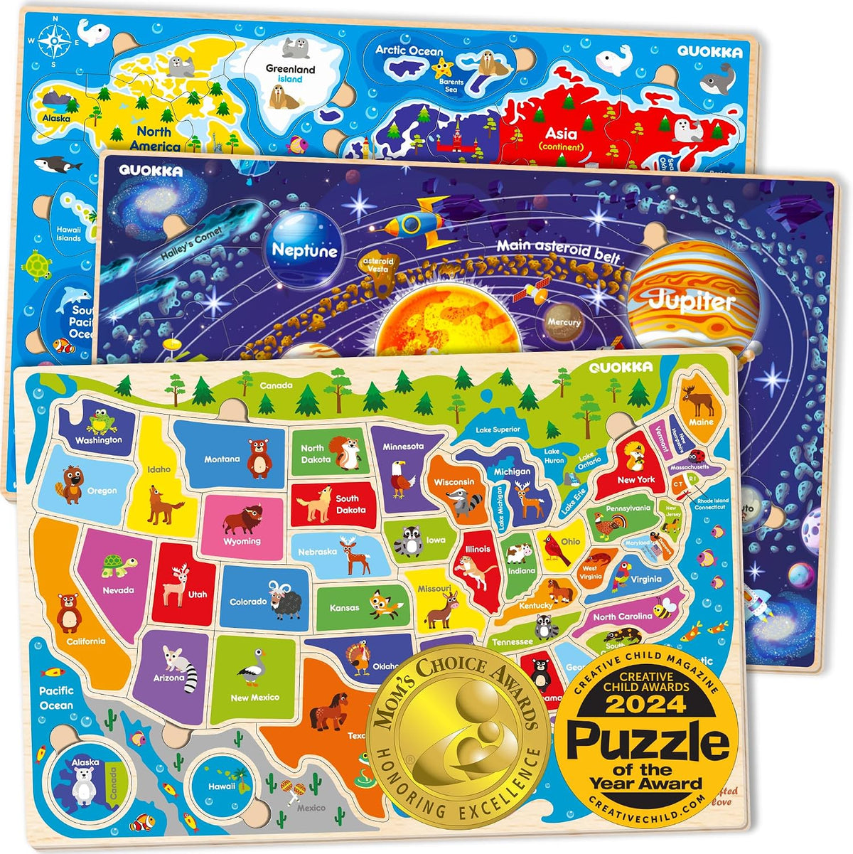US Map Puzzles para Kids Ages 4-6 - Wooden Toddler Puzzles Ages 3-5