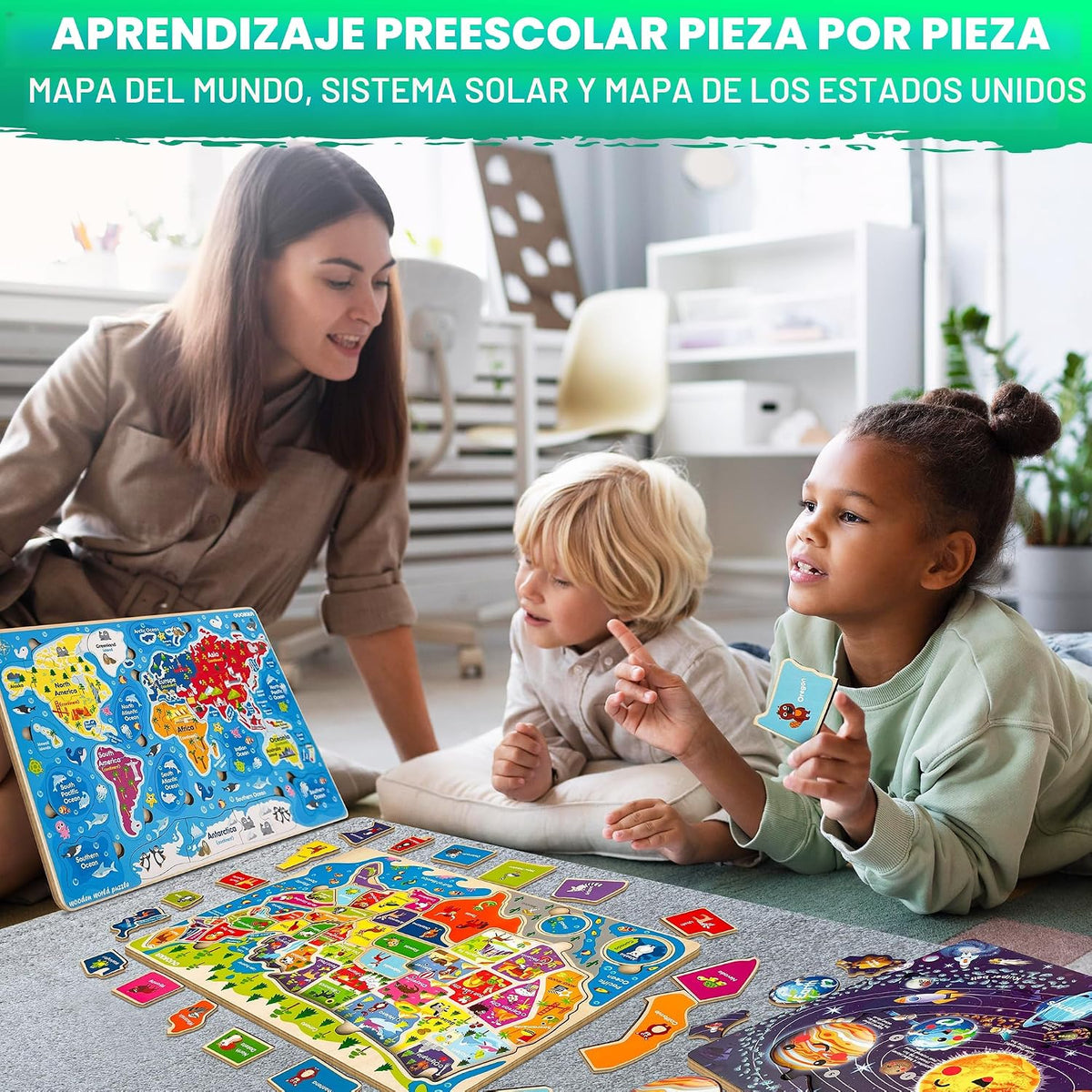 US Map Puzzles para Kids Ages 4-6 - Wooden Toddler Puzzles Ages 3-5