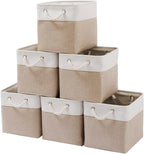 Contenedores de almacenamiento de cubos de 11 x 11 pulgadas, paquete de 6 cubos de almacenamiento plegables grandes de tela con cuerdas, cubos de almacenamiento plegables para el hogar