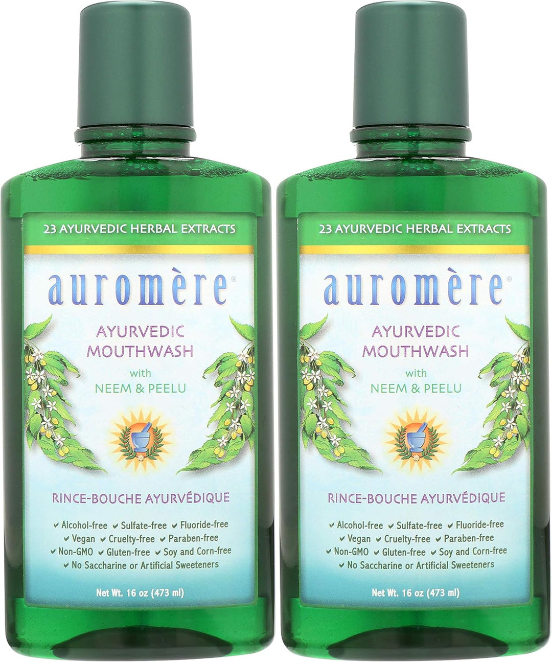 Auromere Enjuague bucal natural ayurvédico con neem y peelu, 16 onz...