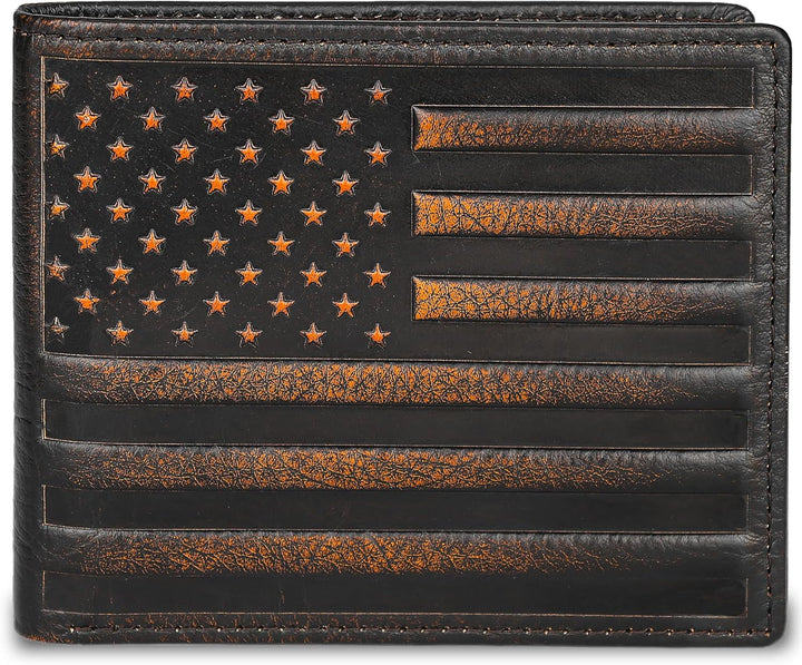 DK86 Cartera de cuero genuino para hombre, billetera biplegable con...