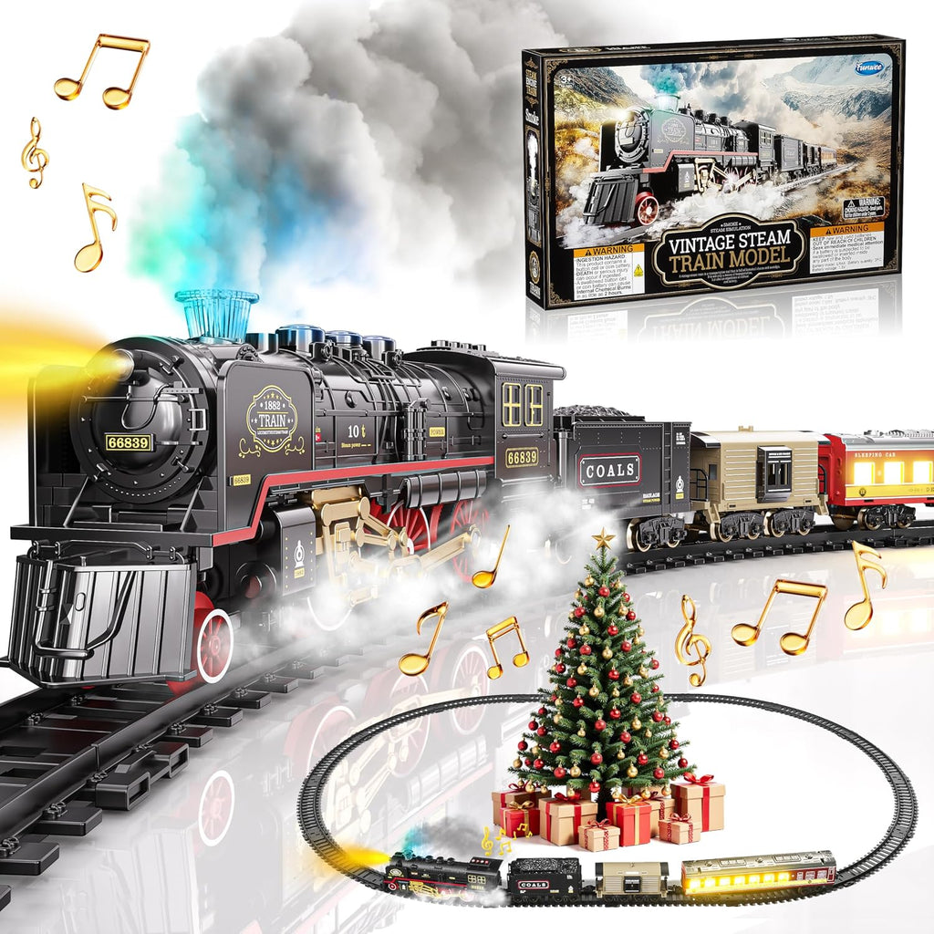 Set de Tren Eléctrico Navideño Funwee con Humo, Luces y Sonido para Niños