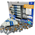 Dinero de juego para niños: el juego duradero en caja proporciona 400 piezas de billetes de dinero falsos realistas y monedas falsas para juegos de simulación, ayuda a los niños a aprender responsabilidad financiera y más