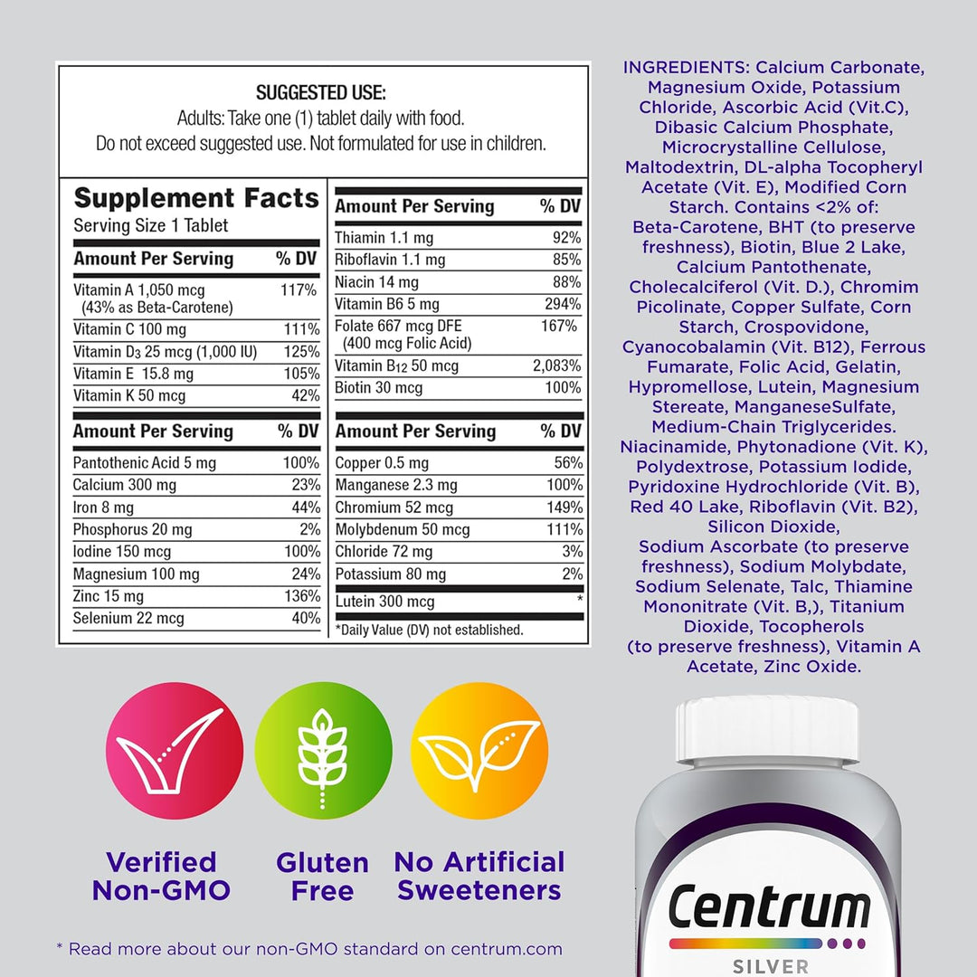 Centrum Silver - Multivitamínico para mujeres 50 Plus