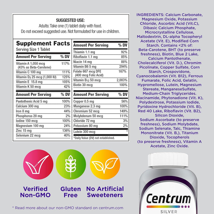 Centrum Silver - Multivitamínico para mujeres 50 Plus