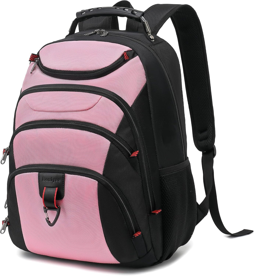 Mochila para laptop Boavan para hombre (Negro, 15.6), rosa y negro,...