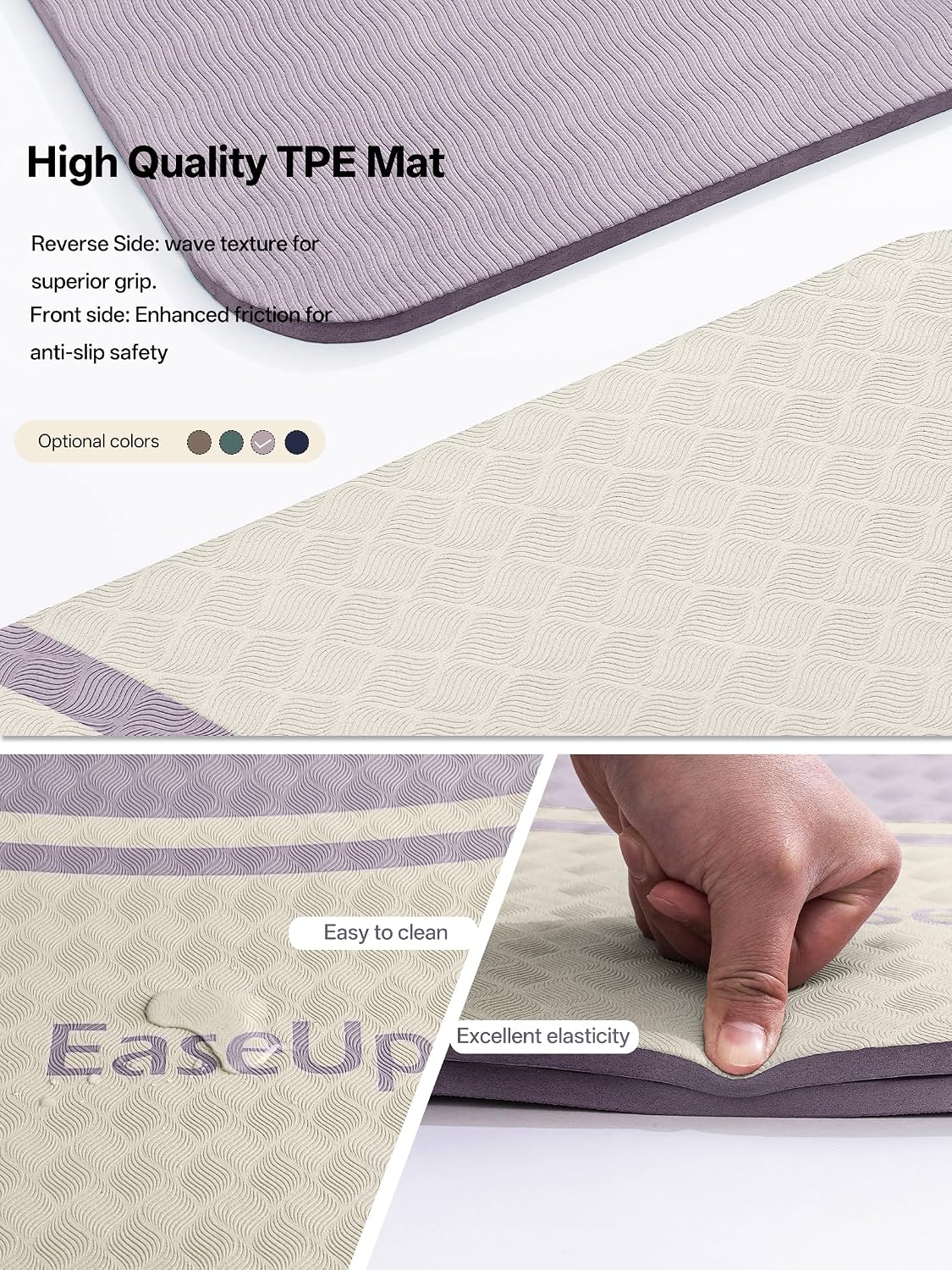 EaseUp Tapete de yoga de 0.394 in de grosor, 73 x 31.5 pulgadas, extra