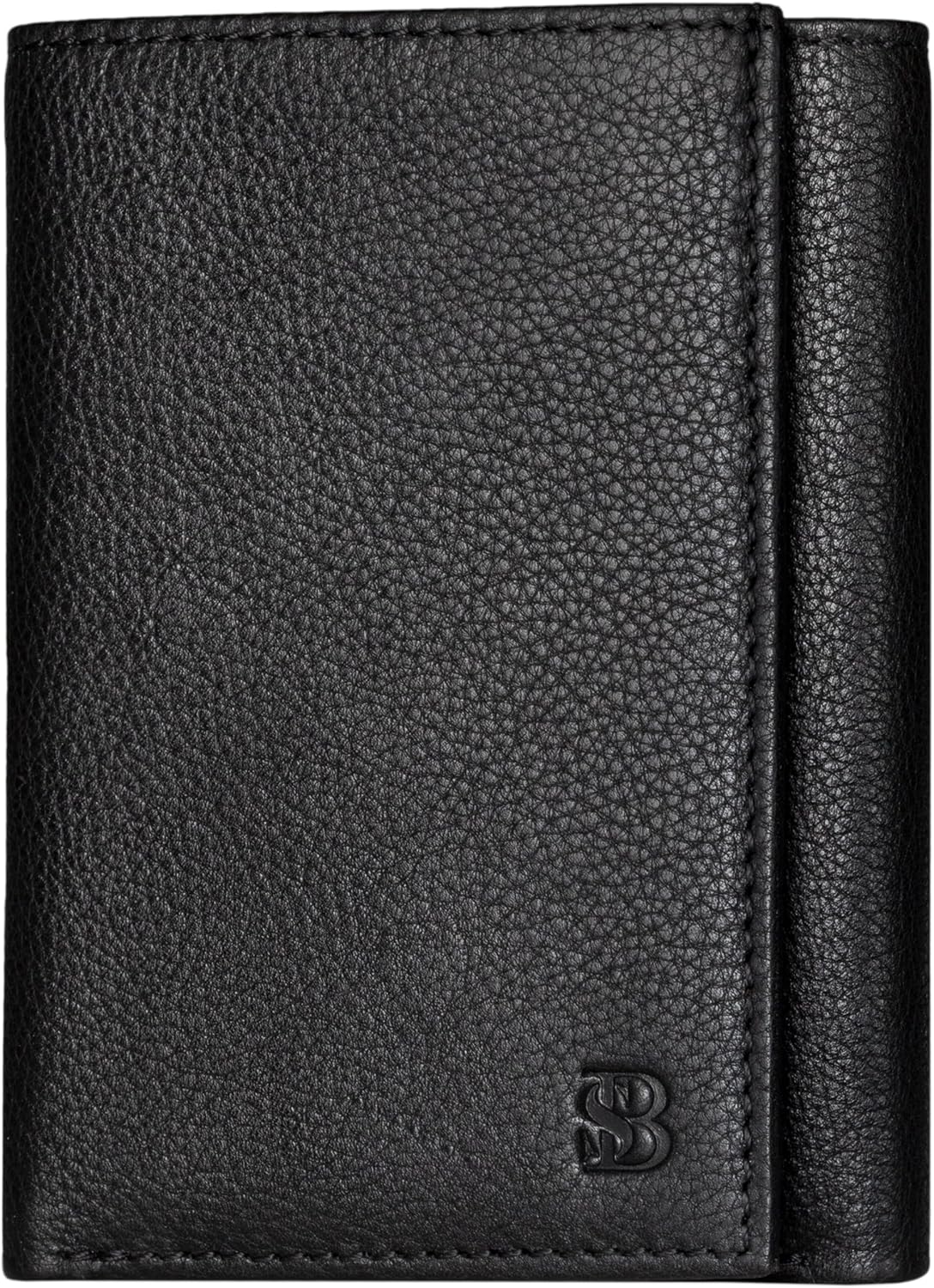 SERMAN BRANDS Billetera Tríptica para Hombres - Cuero Genuino con B...