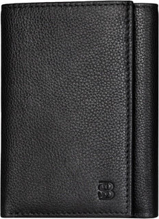 SERMAN BRANDS Billetera Tríptica para Hombres - Cuero Genuino con B...