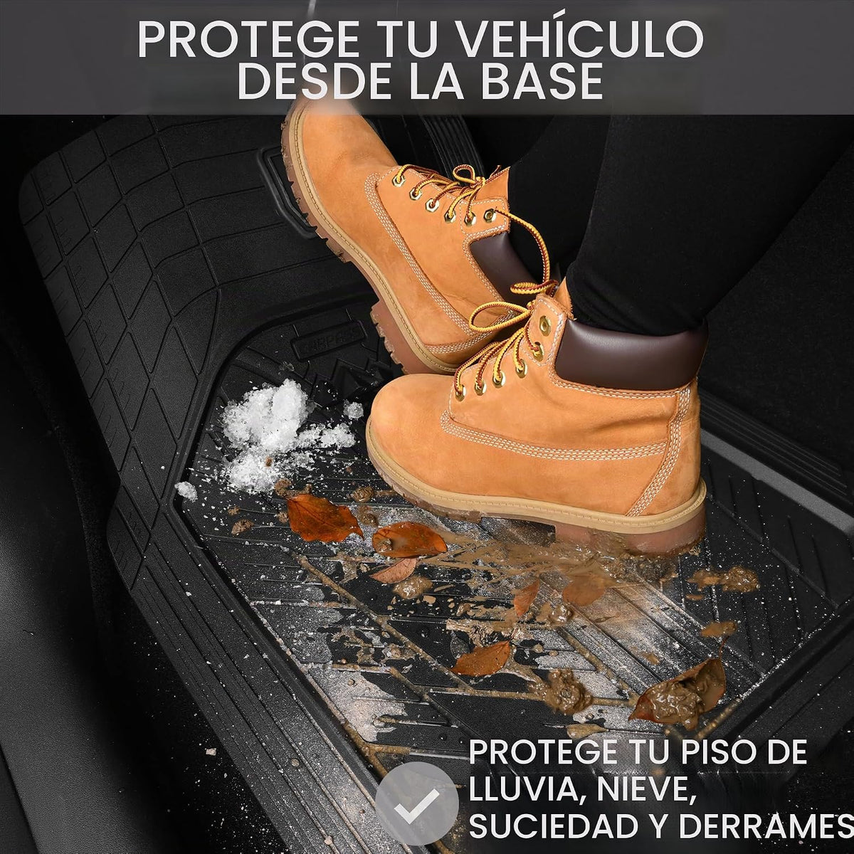 CAR PASS Tapetes de goma pesada para automóvil, tapetes impermeables profundos para automóvil para todo clima, tapetes universales recortables para automóvil SUV camión furgoneta, forros de piso