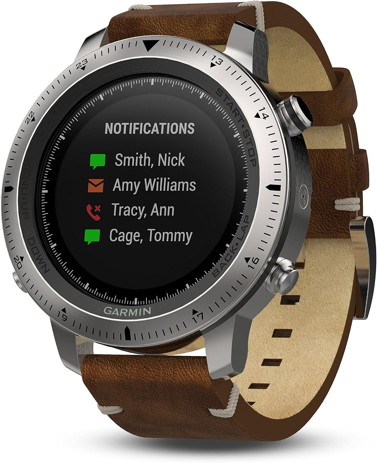 Garmin Fenix Chronos, acero con correa de reloj de cuero vintage