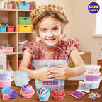 FunKidz - Juguete enorme de 4 libras para niños, cubo de slime transparente y cristalino de 64 onzas líquidas, regalo con 29 juegos de complementos, kit de slime jumbo para niñas y niños regalo de
