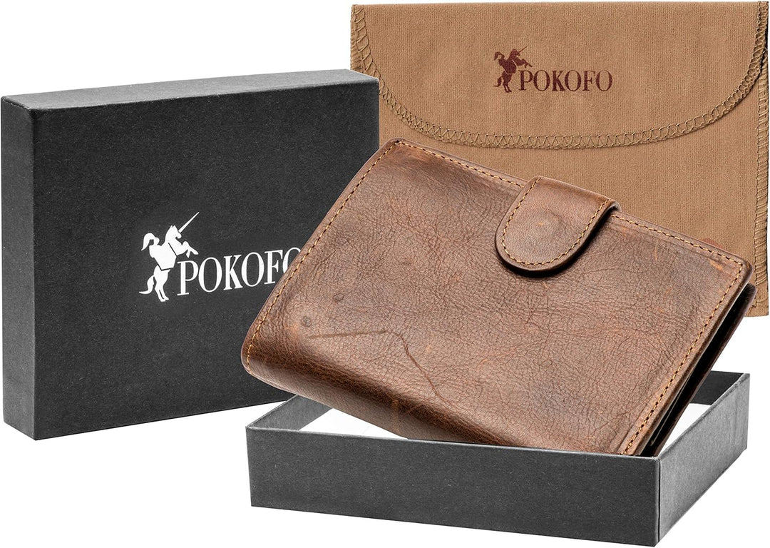 POKOFO Billetera grande de cuero genuino con bloqueo RFID, tarjeter...