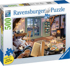 Ravensburger - Cozy Retreat - Rompecabezas de 500 piezas de gran formato - Disfruta de la serenidad de una escena simple, completo con té y un buen libro - Calidad premium - Rompecabezas para adultos