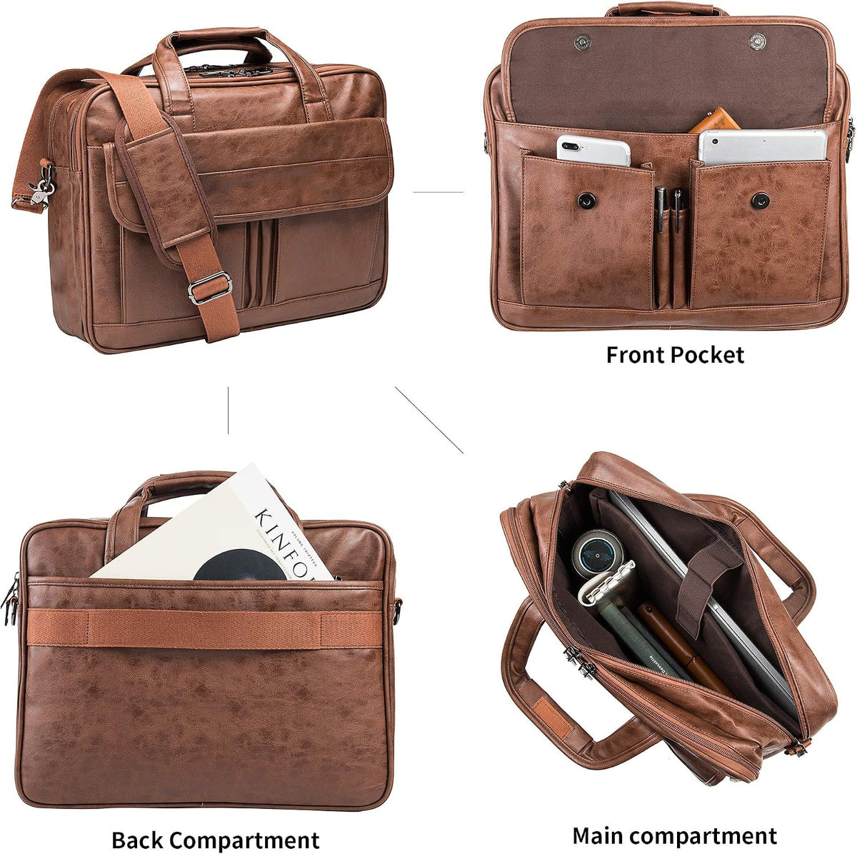 seyfocnia Bolso de viaje de negocios para hombre, bolso de mano de cuero hecho a mano, bolso de mensajero para portátil