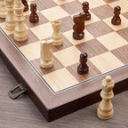 AMEROUS - Juego de ajedrez magnético de madera de 15 pulgadas para adultos y niños - con tablero plegable, paquete de regalo, ranuras de almacenamiento para piezas, piezas hechas a mano, juego de mesa