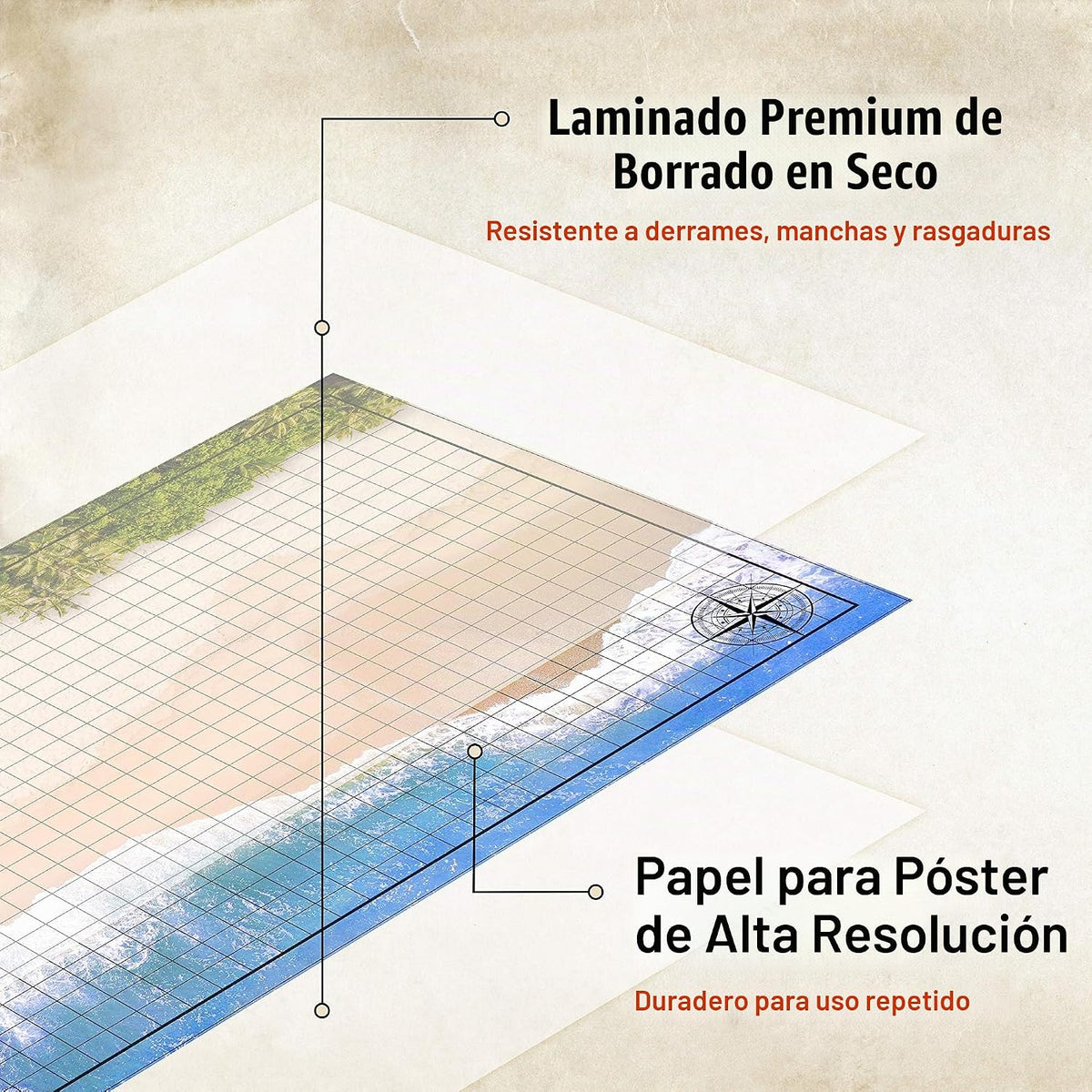 DND - Juego de iniciación | 3 alfombrillas de doble cara de 24 x 36 pulgadas | 6 terrenos incluye marcadores de borrado en seco, borrador, dados, clips con 47 calcomanías reutilizables para