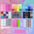 Kit de 120,000 piezas de diamantes de imitación de gelatina con 84 colores en 7 cajas, kit Bedazzler con diamantes de imitación de resina de 0.118 in, incluye 5 pegamentos y herramientas para arte de