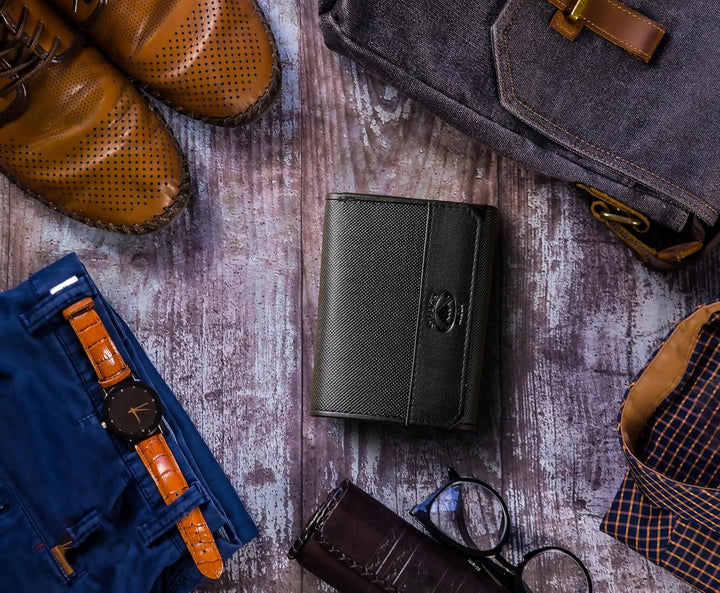 Stealth Mode Billetera triple de piel con bloqueo RFID para hombre,...