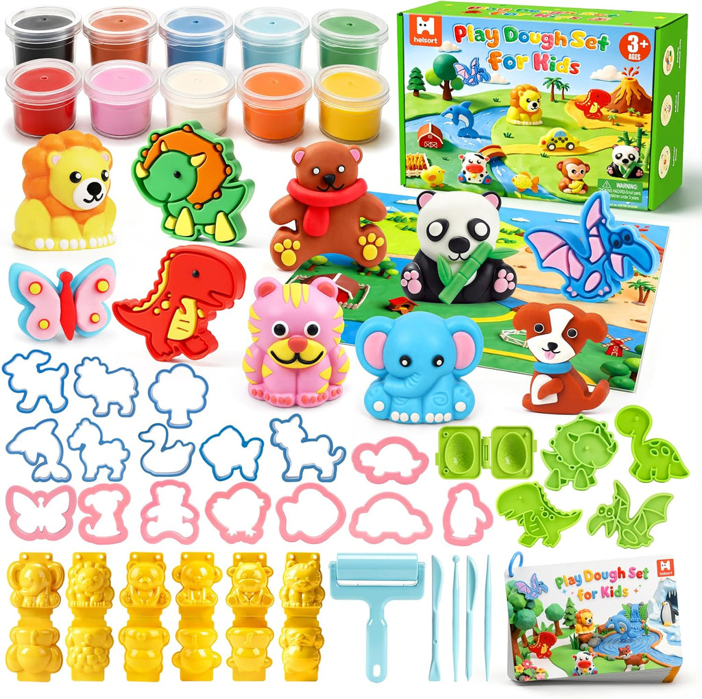 Helsort Juego de masa de juego de animales para niños, 35 herramientas de