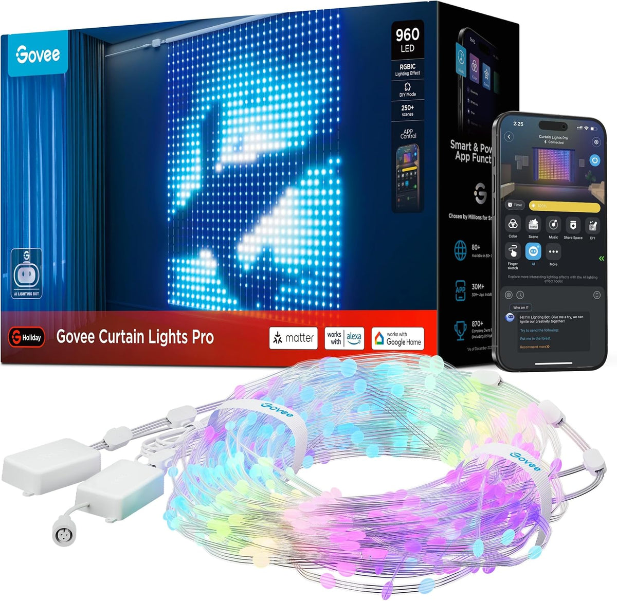 Govee Luces de cortina Pro 960 LED mejoradas que cambian