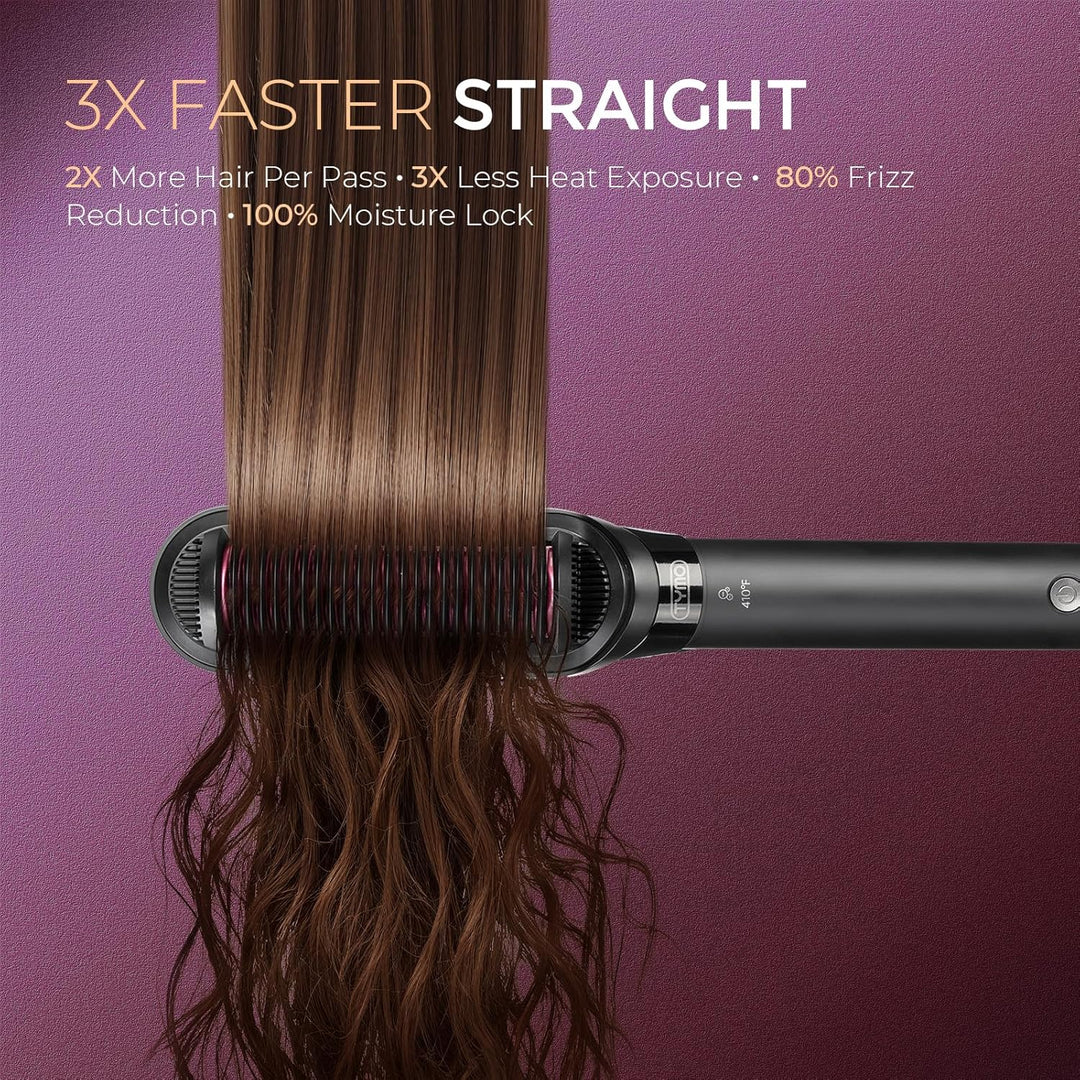 TYMO Cepillo alisador de pelo 2 en 1, 656.2 ft de iones para mujer,...