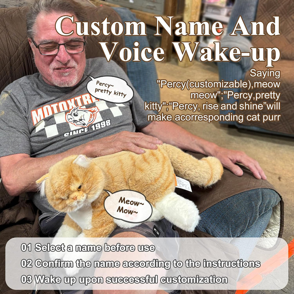 Chongker Animales de peluche de gato robot compañero realista para ancianos