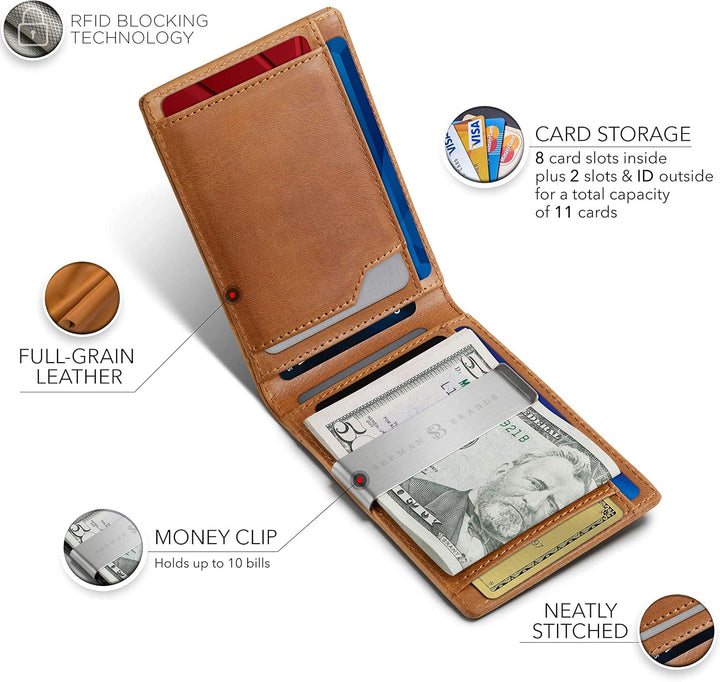 SERMAN BRANDS Money Clip Wallet - Mens Wallets slim Front Pocket RF...