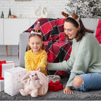 Moonkie Hug & Go™ Bunny - Mochila para niños pequeños, bolsa de felpa suave con juguete desmontable para niñas de 2 a 4 años, perfecta para guardería, viajes y regalos de cumpleaños