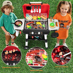 Juego de cocina para niños, juguetes de cocina para niños con parrilla de barbacoa y sonido de humo y luz, juguete de barbacoa de 2 capas con ruedas, juego de juguetes de cocina al aire libre para