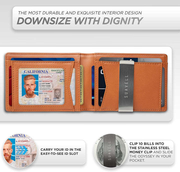 Suavell Billeteras delgadas para hombres. Cartera plegable minimali...