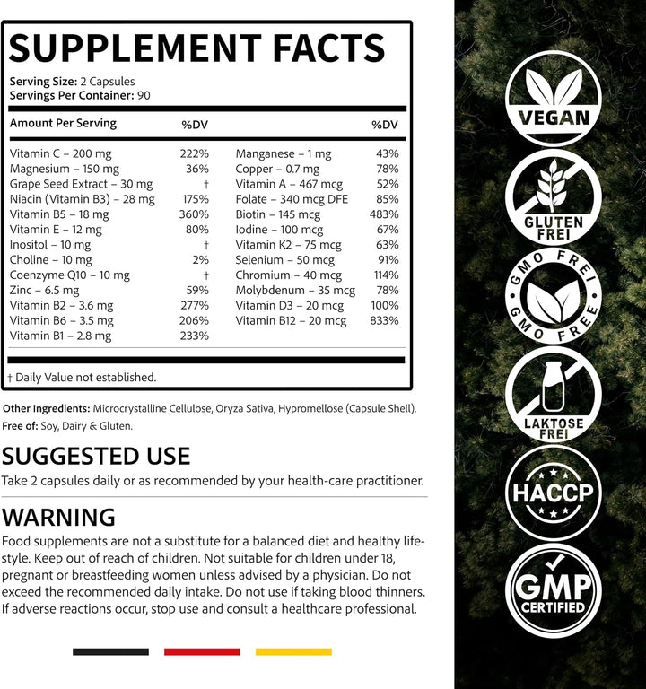 Multivitamínico premium \u2013 Complejo A \u2013 Z de alta dosis |...