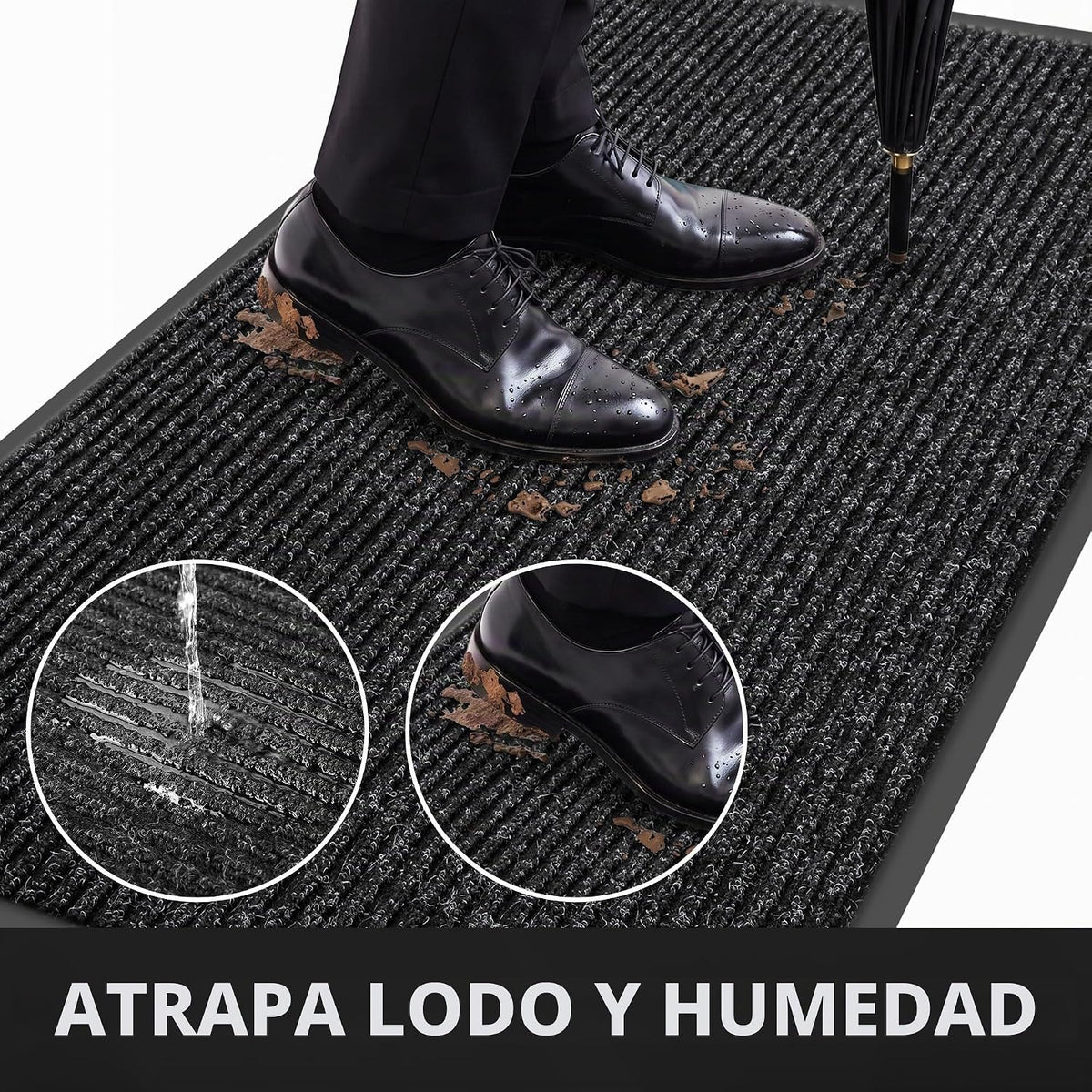Tapete para puerta delantera, resistente e impermeable, tapete