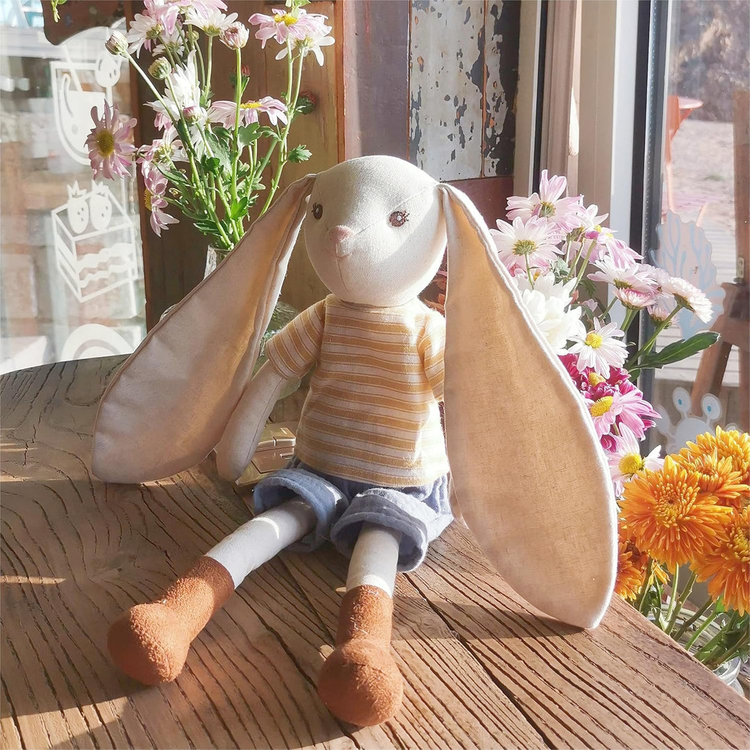 Mikee Fluffie Peluche de conejo de 15 pulgadas para bebé, muñeca de...