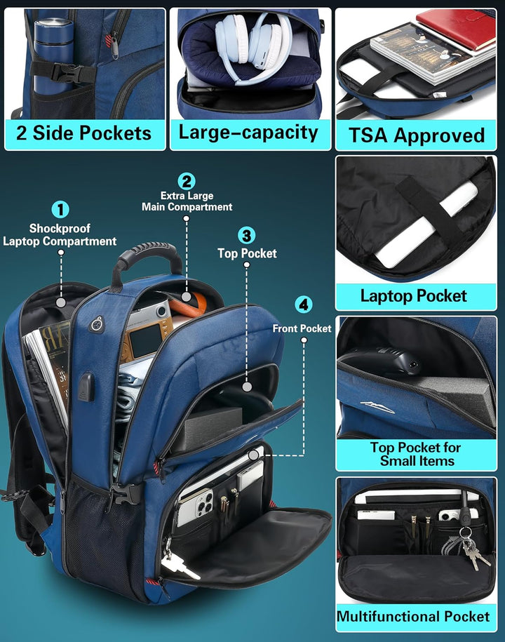 ProEtrade Mochila de viaje extra grande para portátil, antirrobo, p...