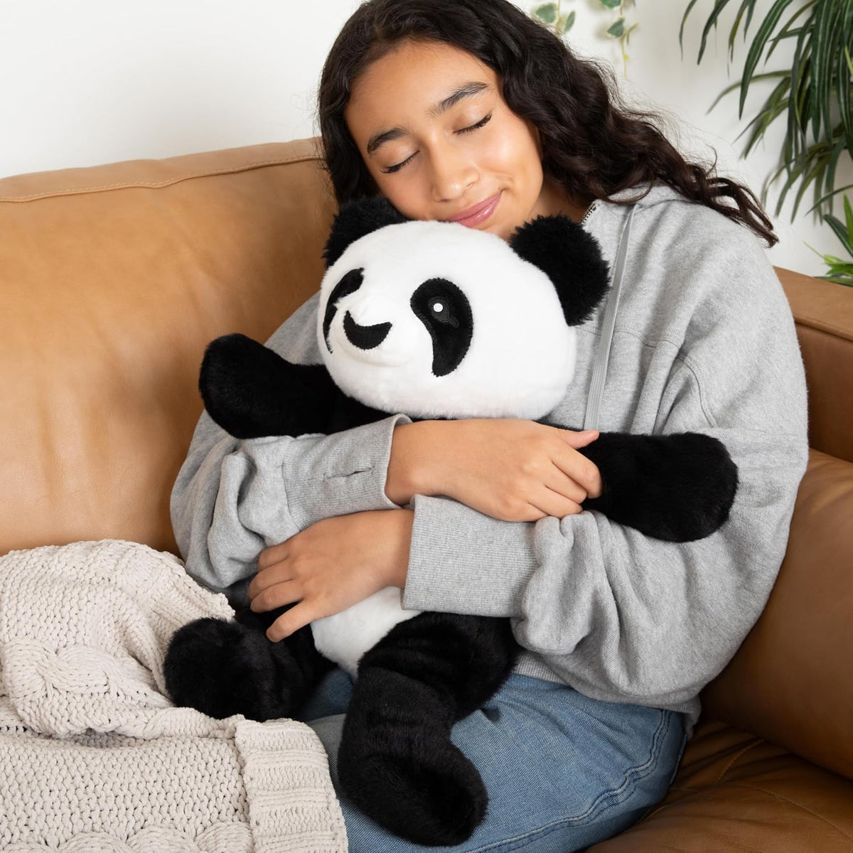 HUGIMALS Bowie The Panda - Peluche sensorial pesado y cómodo lindo de 20 pulgadas, 4.5 libras, grande, sin perfume, lavable, calmante, animal de peluche para el cuidado personal para niños