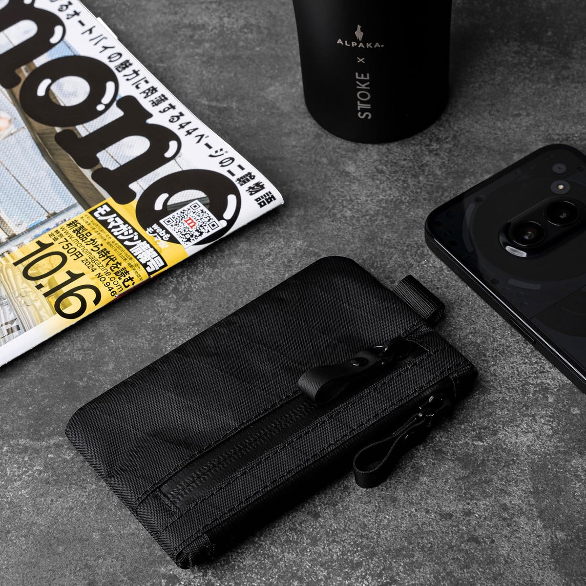 ALPAKA Cartera para hombre con bloqueo RFID con cremallera negra