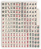 Juego de Mahjong Americano de Yellow Mountain Imports, Azul Calico con Estuche Blando Floral Azul - Estante todo en uno con Empujadores, Monedas de Puntuación Wright Patterson, Dados y Indicador de