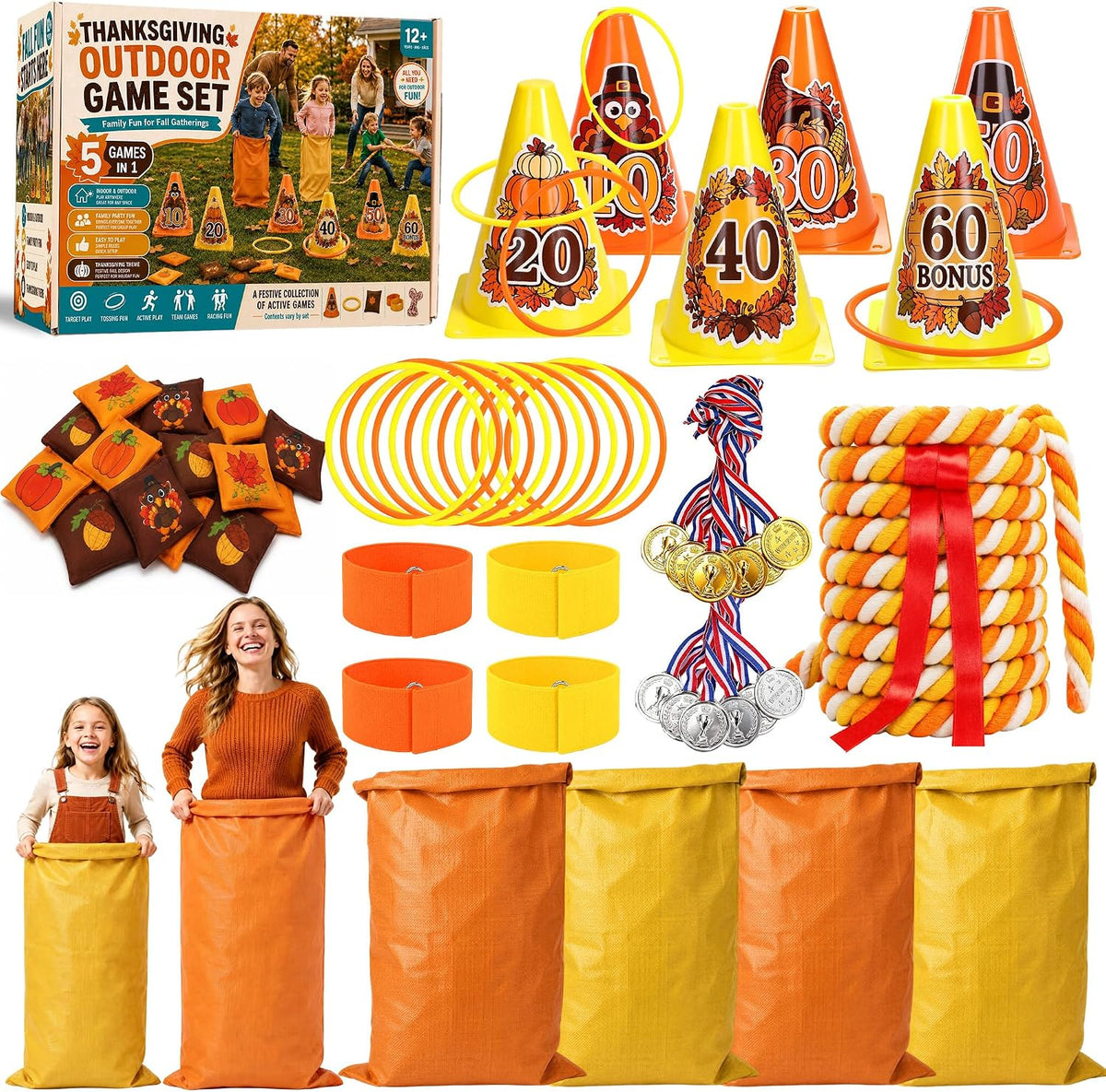 Juego de 52 juegos de festival de otoño 6 en 1, juegos de Acción de Gracias
