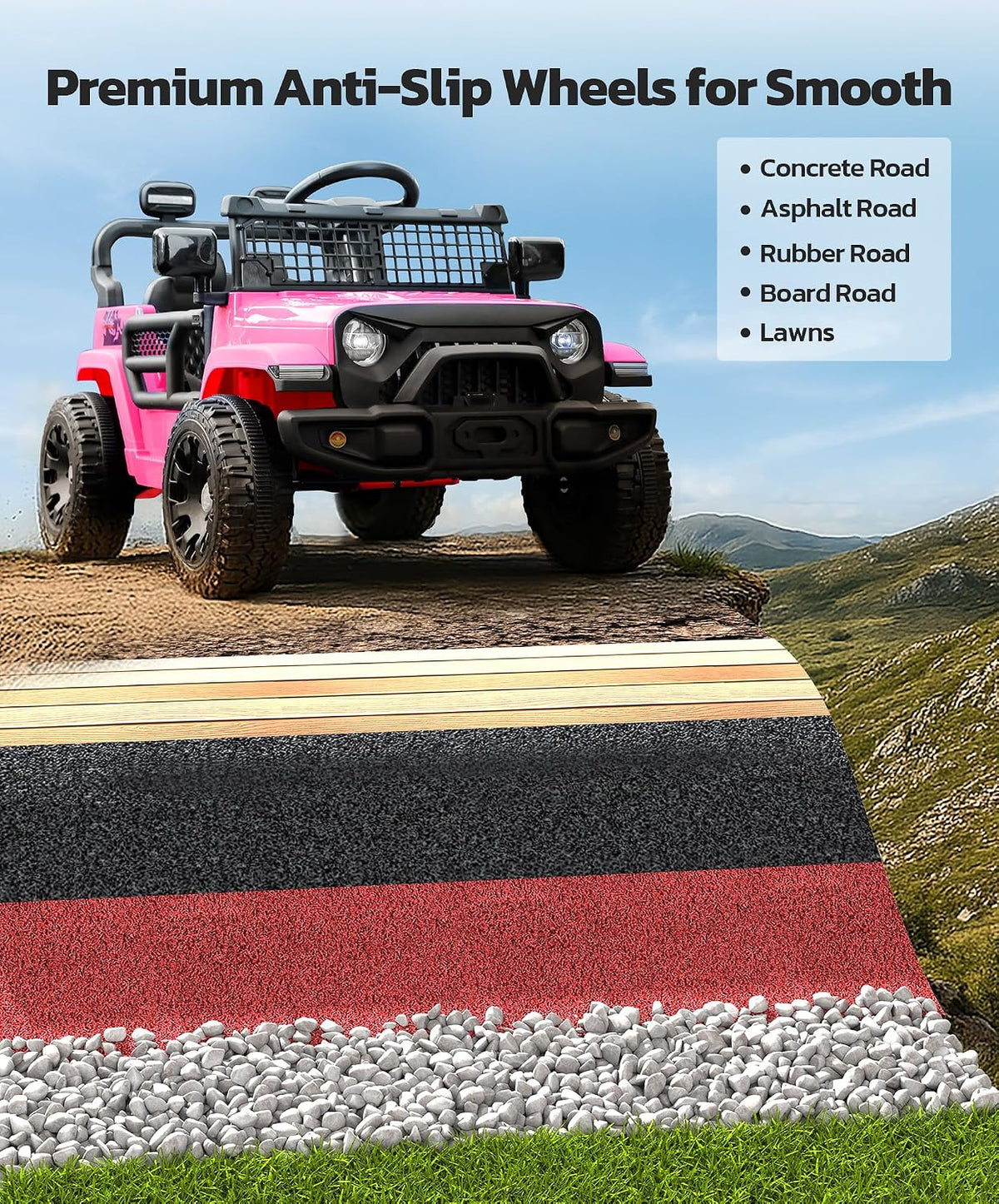 Auto de paseo para niños, juguetes de paseo de 12 V con control remoto, autos eléctricos para niños con Bluetooth, luces LED, auto a batería para niños pequeños, vehículo todoterreno a batería