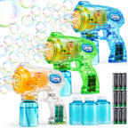 JOYIN 3 paquetes de pistolas de burbujas con 3 soluciones, máquina sopladora automática de burbujas para niños, recuerdos de fiesta, juguete de verano, cumpleaños, actividades al aire libre e interior