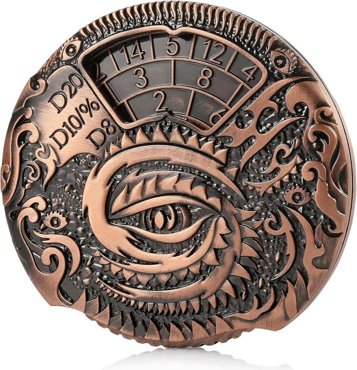 DND Spinner Dice DNDND Set de 7 en 1: Fidget Spinner metálico y dados D&D con hermosa caja de regalo para Dungeons & Dragons y juegos de mesa (Cobre)